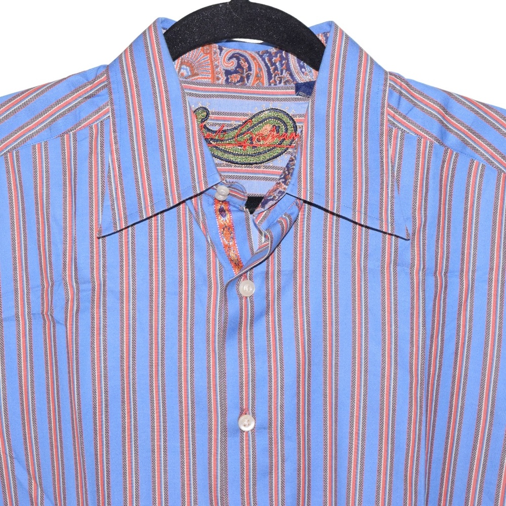 Robert Graham Large Blue Orange Long Sleeve Button